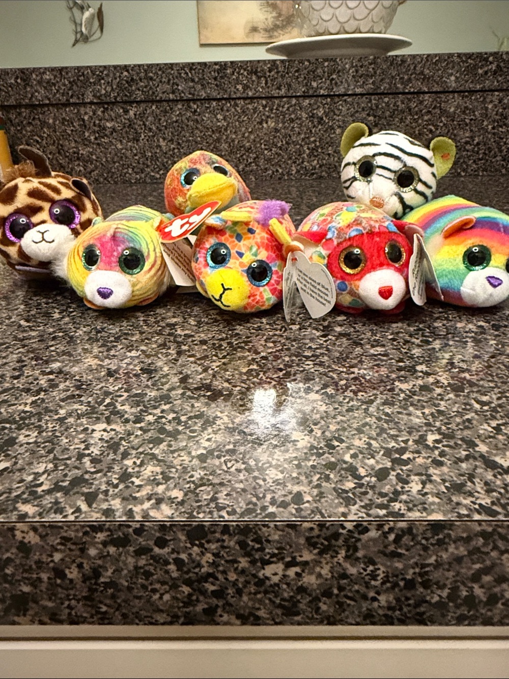 Ty Beanie Happy Meal Multicolor Rainbow Plush Set 4 with tags.